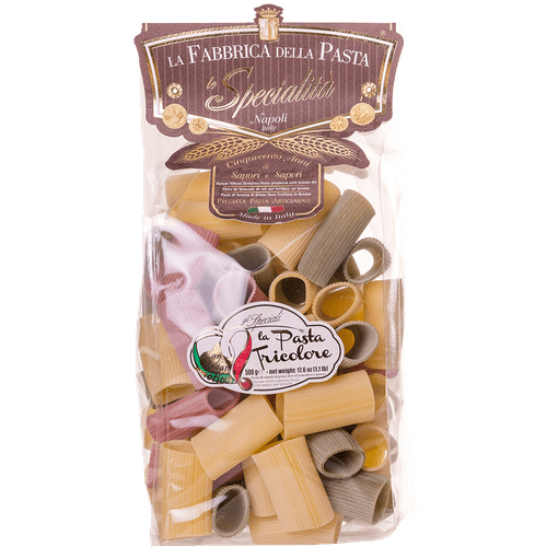 Macarrão Italiano Paccheri Rigati Tricolore La Fabbrica Della Pasta Di Gragnano 500g