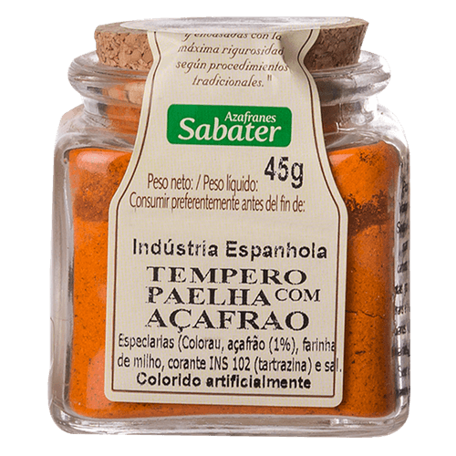 Tempero Espanhol Para Paella Com Açafrão Sabater Vidro 45g