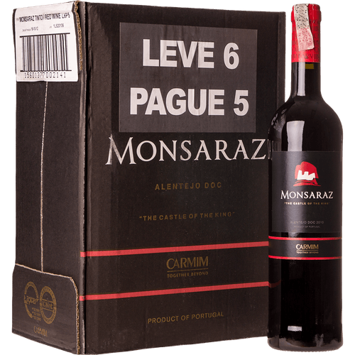 Kit Vinho Tinto Português Carmim Monsaraz DOC com 6 garrafas 750 ml