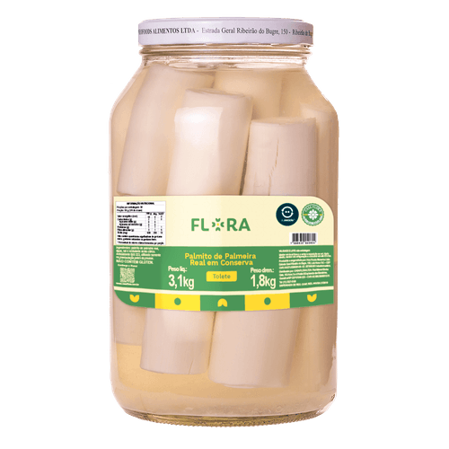 Palmito Palmeira Real Tolete Flora 1,8Kg.