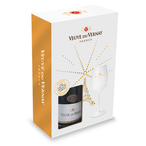 Kit Veuve Du Vernay Brut 750ml com Taça de Acrílico.
