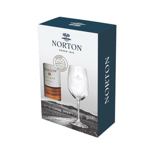Kit Vinho Tinto Argentino Reserva Norton Malbec 750ml + Taça de Cristal