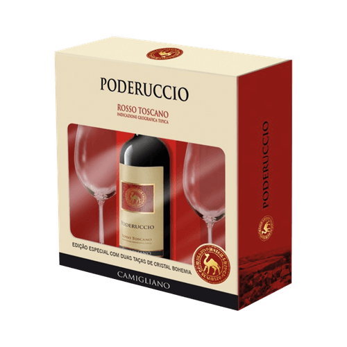 Kit Poderuccio Toscano 750ml com 2 Taças de Cristal