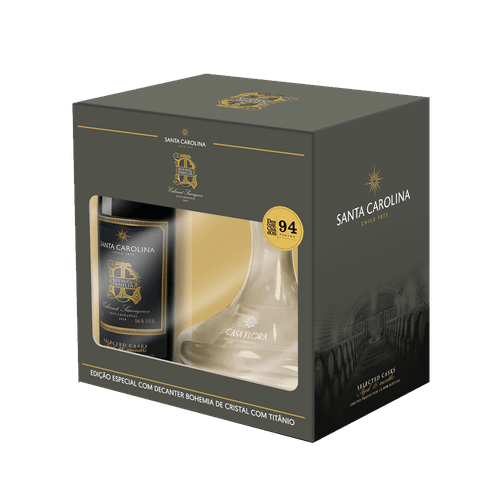 Kit Santa Carolina Reserva de Família Selected Casks Cabernet Sauvignon 750ml com Decanter de Cristal.
